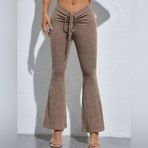 Brown Flared Knit Pants